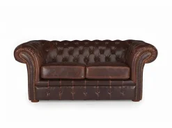 Sofa 3+2 plazas chesterfield de piel envejecida CLOTAIRE < Vente-unique Clearance