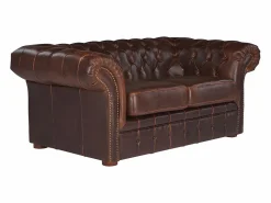 Sofa 3+2 plazas chesterfield de piel envejecida CLOTAIRE < Vente-unique Clearance