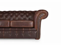 Sofa 3+2 plazas chesterfield de piel envejecida CLOTAIRE < Vente-unique Clearance
