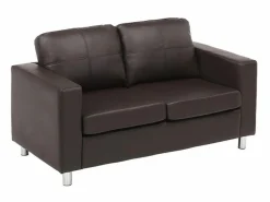 Sofa 2 plazas de piel sintetica color marrón ACKLEY < Vente-unique Outlet