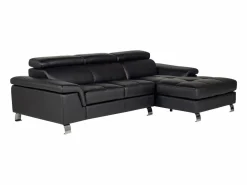 Sofa rinconera de piel negra y angulo derecho MISHIMA < Vente-unique Hot