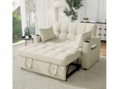 Sofá de 2 plazas - Sillón convertible con portavasos y bolsillo portaobjetos - cojines y ruedas < Discount