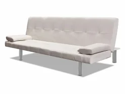 Sofá cama con dos cojines cuero artificial ajustable < Clicnbuy Online