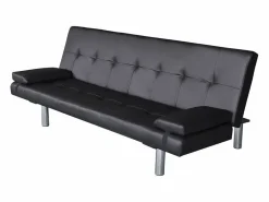Sofá cama con dos cojines cuero artificial ajustable < Clicnbuy Outlet