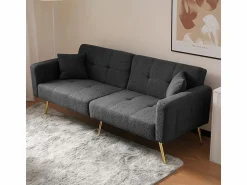KOMHTOM Sofá - 4 Plazas | Sofá cama con función de cama, ángulo ajustable, patas doradas, con cojines y bolsillos de almacenamiento laterales