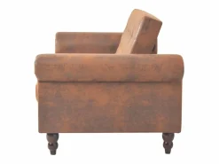 Sofá cama convertible con reposabrazos de ante sintético marrón < Clicnbuy Outlet