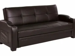 Sofá cama de piel sintética en color marrón MIRELLA < Vente-unique Outlet