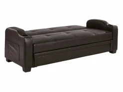 Sofá cama de piel sintética en color marrón MIRELLA < Vente-unique Outlet