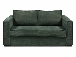 Vente-unique Sofá De Terciopelo|Sofá - 3 Plazas * Sofá cama de 3 plazas con apertura italiana de pana beige LORETO Verde pino