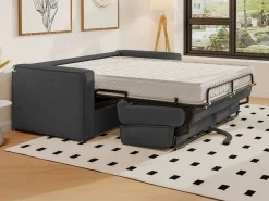 Sofá cama de 3 plazas de apertura rápida de pana beige LORETO < Vente-unique Outlet