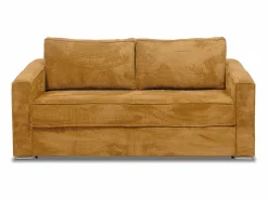 Vente-unique Sofá De Terciopelo|Sofá - 4 Plazas | Sofá cama de 4 plazas de pana amarillo lamas 22cm LORETO