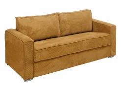 Vente-unique Sofá De Terciopelo|Sofá - 4 Plazas | Sofá cama de 4 plazas de pana amarillo lamas 22cm LORETO