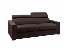 Vente-unique Sofá Cama * Sofá cama de 4 plazas de tela de apertura rápida Gris colchón - VIZIR Marru00f3n chocolate