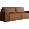 Sofá cama de 4 plazas de tela efecto cuero color marrón AMELIA < Vente-unique Best