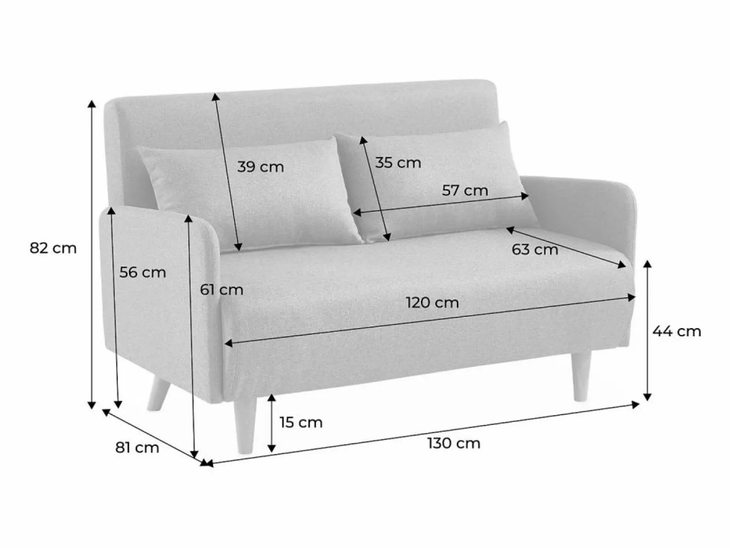 Sofá cama de terciopelo con patas de madera, 2 plazas viejo < Sweeek Best
