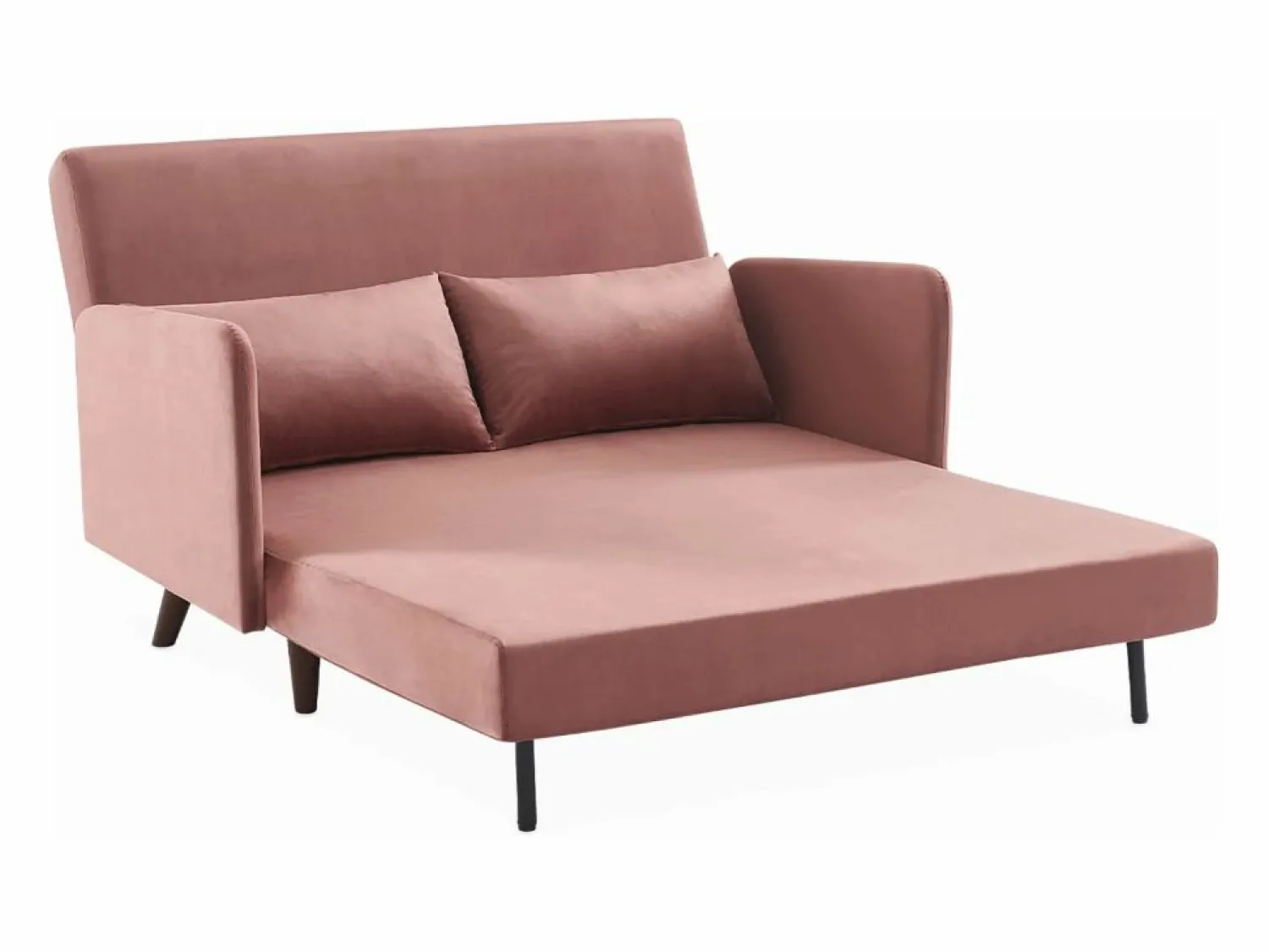 Sofá cama de terciopelo con patas de madera, 2 plazas viejo < Sweeek Best