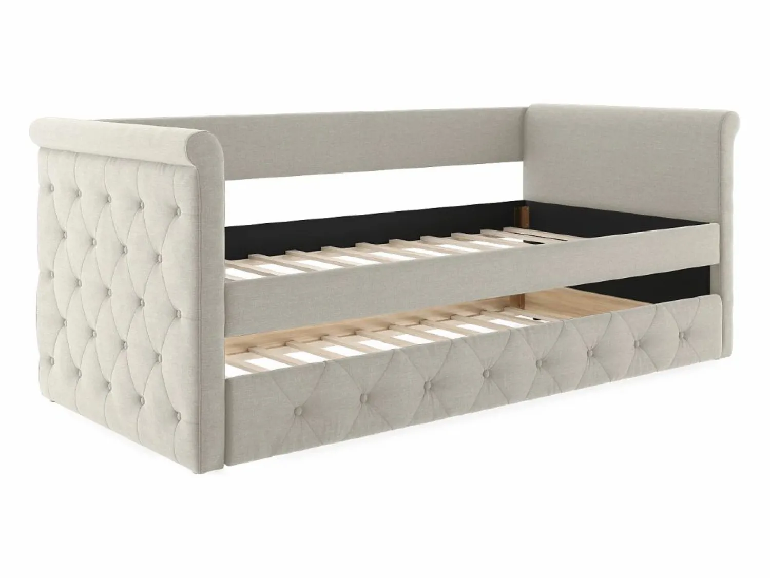 Vente-unique Cama Diván|Cama Nido | Sofá cama extraíble de 2 x 90 x 190 cm en tejido con colchón - LOUISE