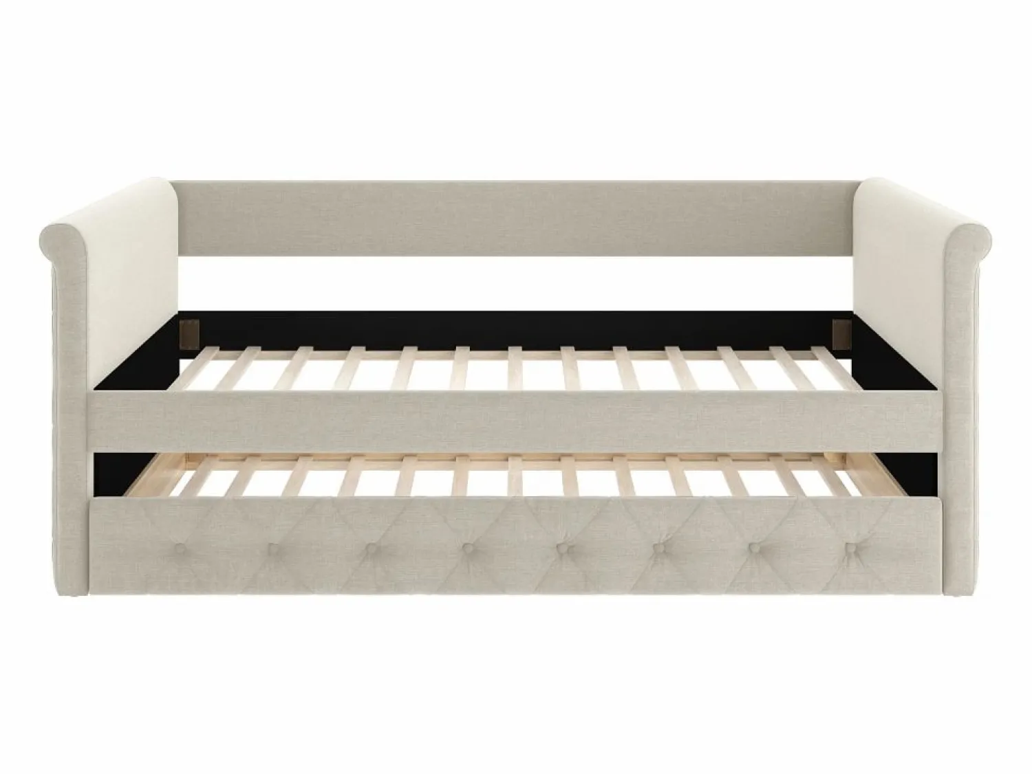 Vente-unique Cama Diván|Cama Nido | Sofá cama extraíble de 2 x 90 x 190 cm en tejido con colchón - LOUISE