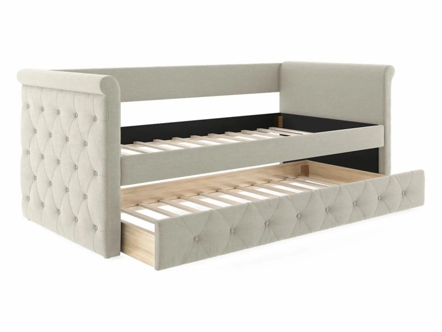 Vente-unique Cama Diván|Cama Nido | Sofá cama extraíble de 2 x 90 x 190 cm en tejido con colchón - LOUISE