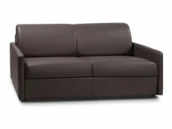 Sofá cama italiano 3p 22 cm piel sintética Marrón CALIFE < Vente-unique Online