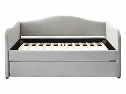 Vente-unique Cama Terciopelo|Cama Diván * Sofá cama MATHILDE con cama nido, 2 x 90 x 190 cm, terciopelo Gris claro