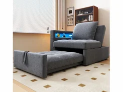 Sofá cama multifuncional - respaldo ajustable - reposabrazos con bandas luminosas LED - Puerto USB/Type-C - < ModernLuxe