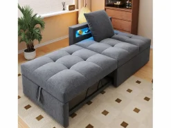 Sofá cama multifuncional - respaldo ajustable - reposabrazos con bandas luminosas LED - Puerto USB/Type-C - < ModernLuxe