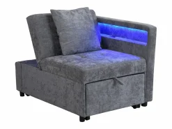 Sofá cama multifuncional - respaldo ajustable - reposabrazos con bandas luminosas LED - Puerto USB/Type-C - < ModernLuxe