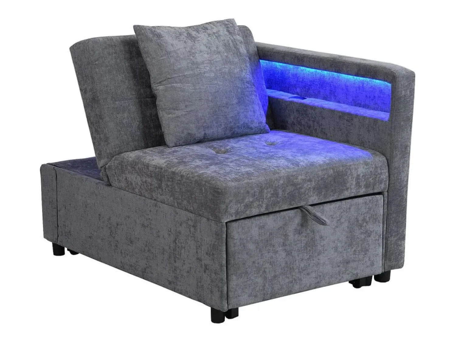 Sofá cama multifuncional - respaldo ajustable - reposabrazos con bandas luminosas LED - Puerto USB/Type-C - < ModernLuxe