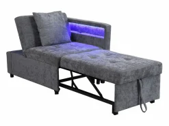 Sofá cama multifuncional - respaldo ajustable - reposabrazos con bandas luminosas LED - Puerto USB/Type-C - < ModernLuxe