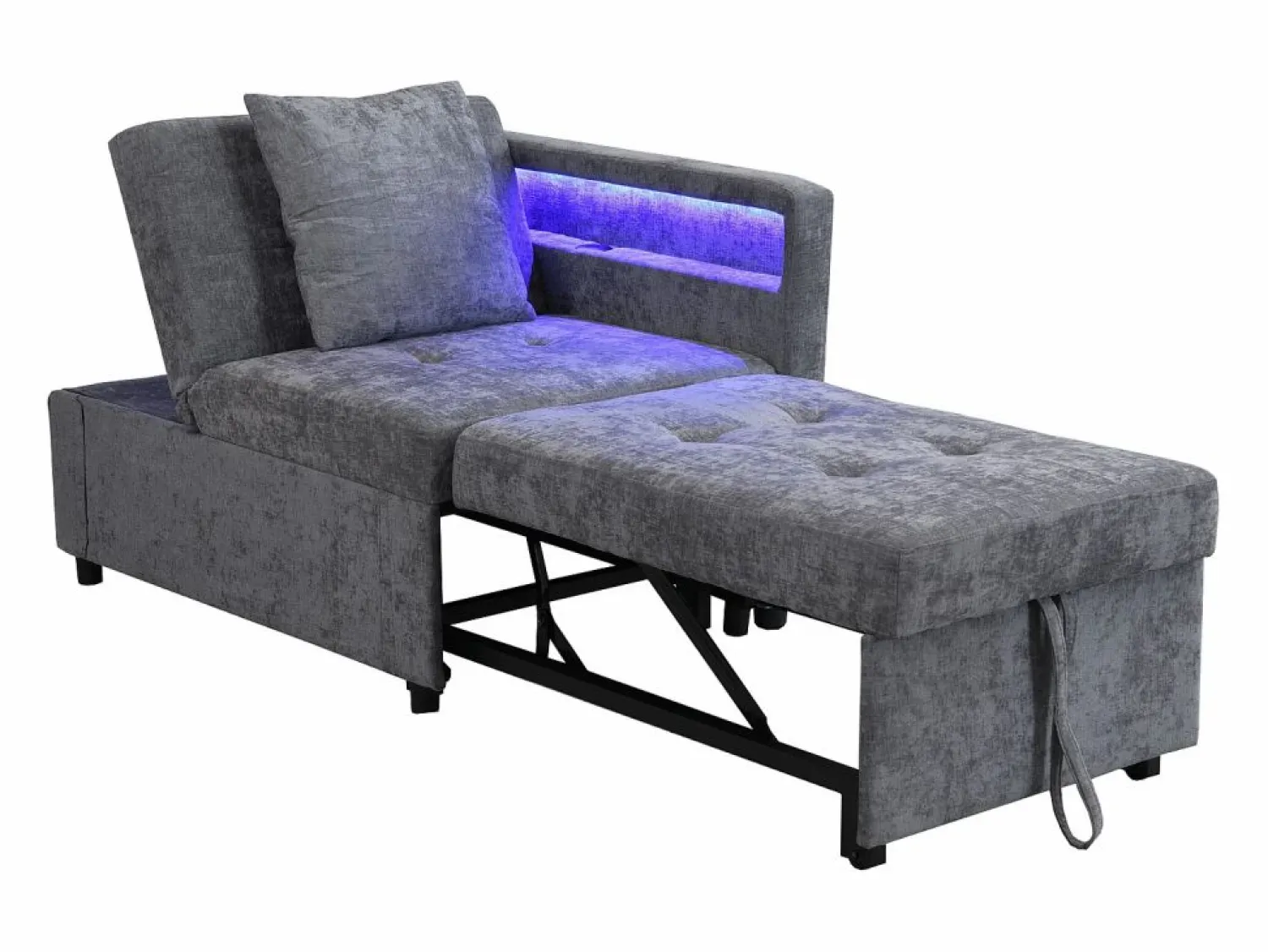 Sofá cama multifuncional - respaldo ajustable - reposabrazos con bandas luminosas LED - Puerto USB/Type-C - < ModernLuxe