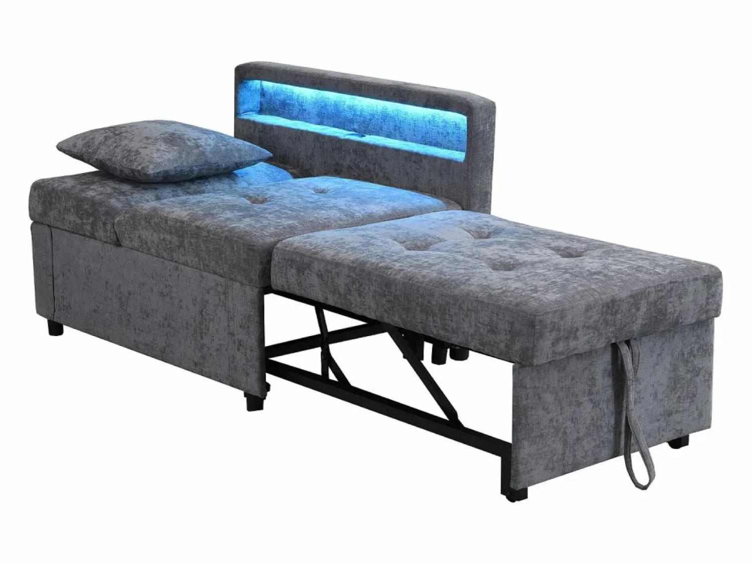 Sofá cama multifuncional - respaldo ajustable - reposabrazos con bandas luminosas LED - Puerto USB/Type-C - < ModernLuxe