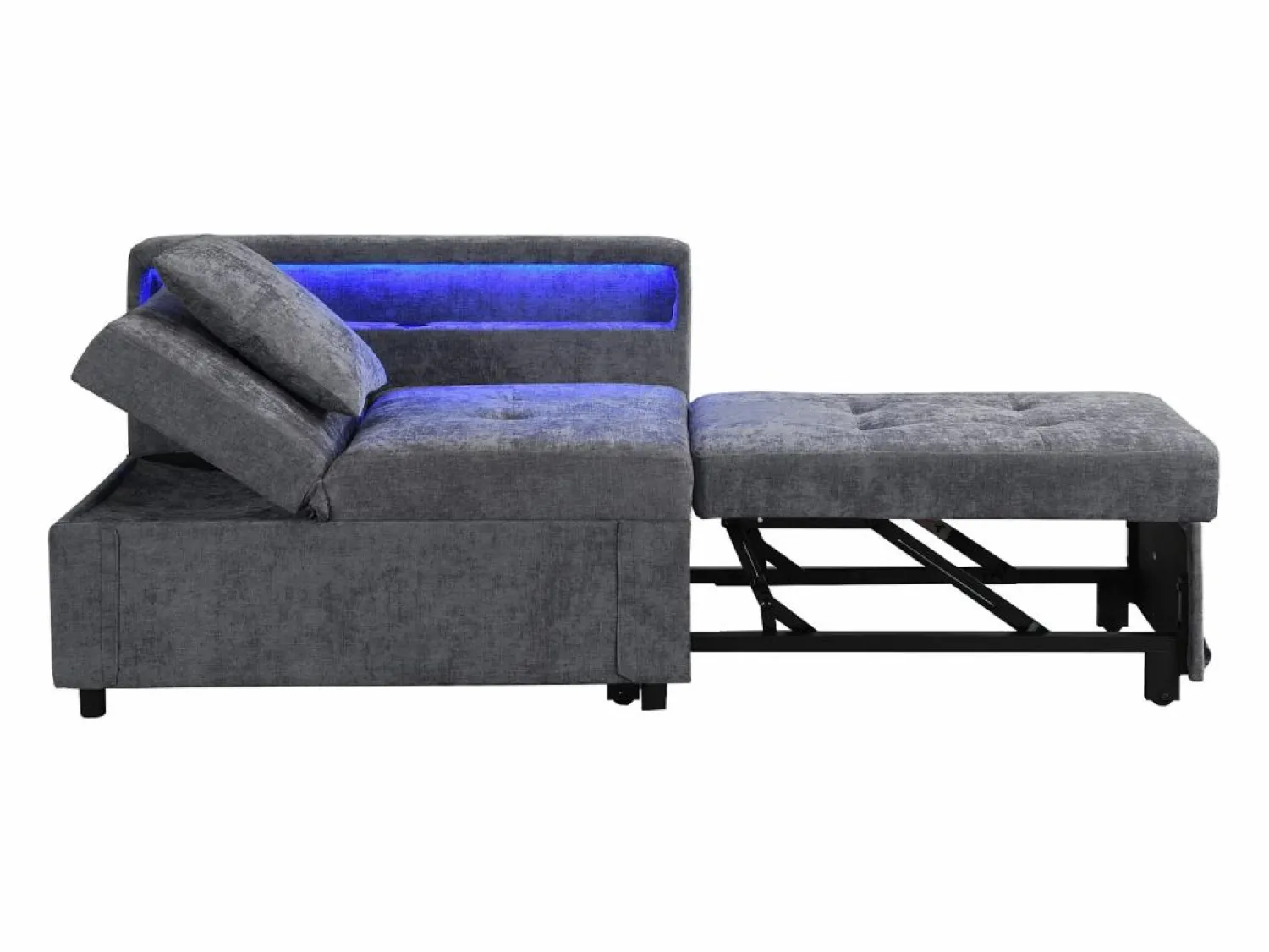 Sofá cama multifuncional - respaldo ajustable - reposabrazos con bandas luminosas LED - Puerto USB/Type-C - < ModernLuxe