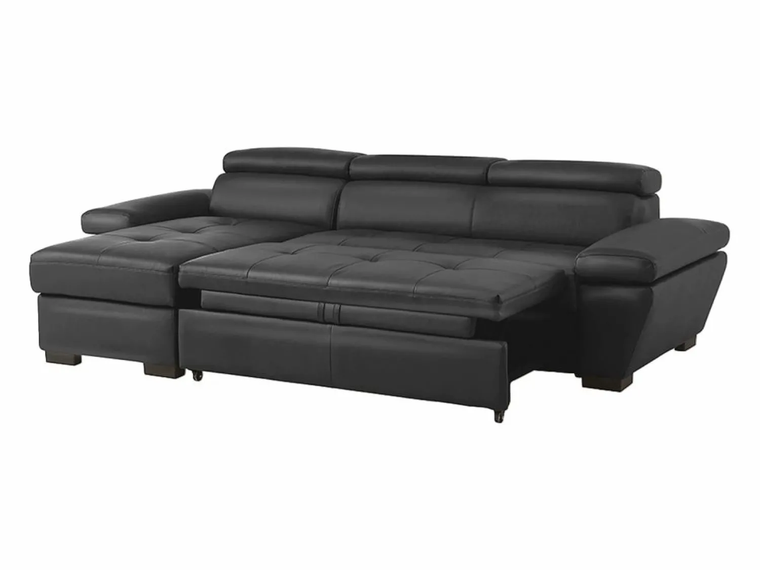 LINEA SOFA Todos Los Sofás|Sofá - 4 Plazas | Sofá cama ángulo izquierdo bimateria piel JONOVA Antracita