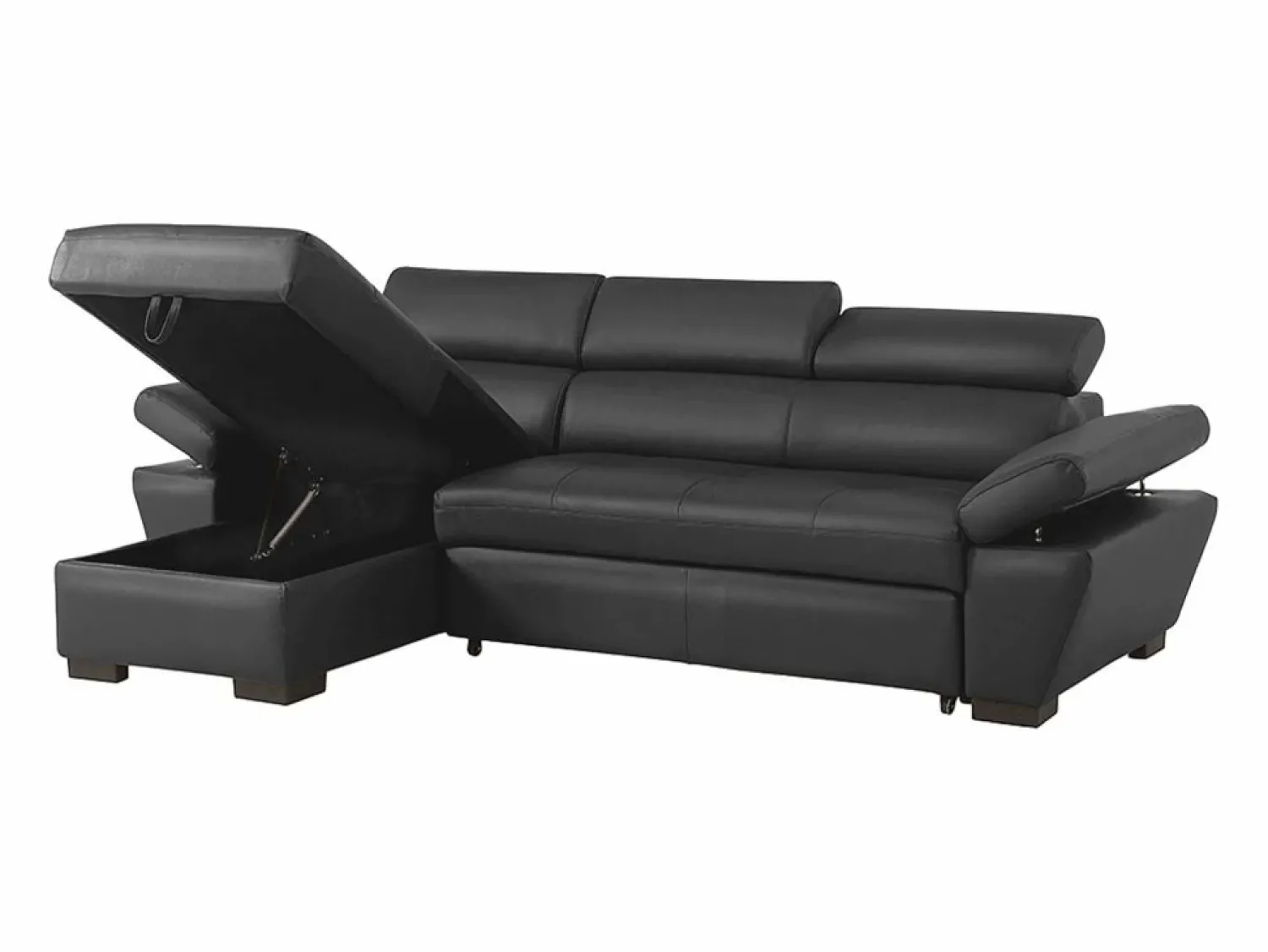 LINEA SOFA Todos Los Sofás|Sofá - 4 Plazas | Sofá cama ángulo izquierdo bimateria piel JONOVA Antracita