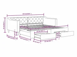 vidaxl Cama Diván|Cama Nido | Sofá cama nido con cajones tela oscuro 90x190 cm
