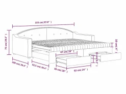 vidaxl Cama Diván|Cama Nido | Sofá cama nido con cajones tela color 90x200 cm