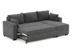 Sofá Cama 3 Plazas Oscuro - Chaise Longue Reversible Lado Derecho/Izquierdo (233 x 140 x 69 cm) - LEAH < Discount