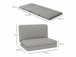 Sofá cama plegable 3 en 1 con tejido de terciopelo, hasta 240 kg, (120x275x10 cm) < Outlet