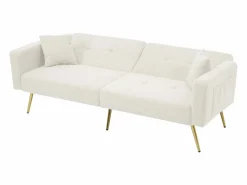 Sofá cama recto de 2 plazas en sherpa blanca, respaldo abatible en 3 posiciones - 175x64x72cm < Hauss Spole Hot