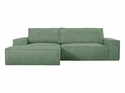 Vente-unique Todos Los Sofás|Sofá De Terciopelo * Sofá cama rinconera izquierda de pana color AMELIA Verde almendra
