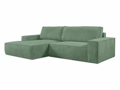 Vente-unique Todos Los Sofás|Sofá De Terciopelo * Sofá cama rinconera izquierda de pana color AMELIA Verde almendra