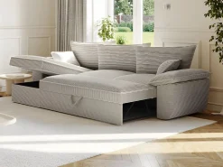 Vente-unique Todos Los Sofás|Sofá De Terciopelo | Sofá cama rinconera izquierda de pana de estilo charme francés vintage GUILLERMO