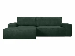 Vente-unique Todos Los Sofás|Sofá De Terciopelo * Sofá cama rinconera terciopelo canalé AMELIA - Ángulo izquierdo Verde pino