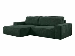 Vente-unique Todos Los Sofás|Sofá De Terciopelo * Sofá cama rinconera terciopelo canalé AMELIA - Ángulo izquierdo Verde pino