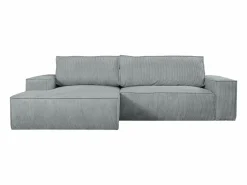 Sofá cama rinconera terciopelo canalé AMELIA - PASCAL MORABITO-Ángulo izquierdo < Vente-unique Online