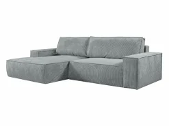 Sofá cama rinconera terciopelo canalé AMELIA - PASCAL MORABITO-Ángulo izquierdo < Vente-unique Online