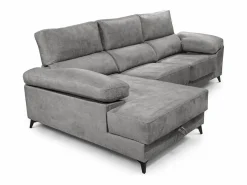 Cambia tus muebles Sofá Relax | Sofá Chaise Longue derecho de 101x293x167 cm con arcón integrado color oscuro Vis