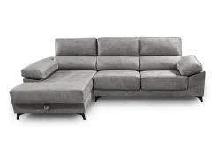 Cambia tus muebles Sofá Relax | Sofá Chaise Longue derecho de 101x293x167 cm con arcón integrado color oscuro Vis