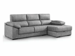 Cambia tus muebles Sofá Relax * Sofá Chaise Longue izquierdo de 100x283x167 con arcón y patas metálicas oscuro Monti Gris